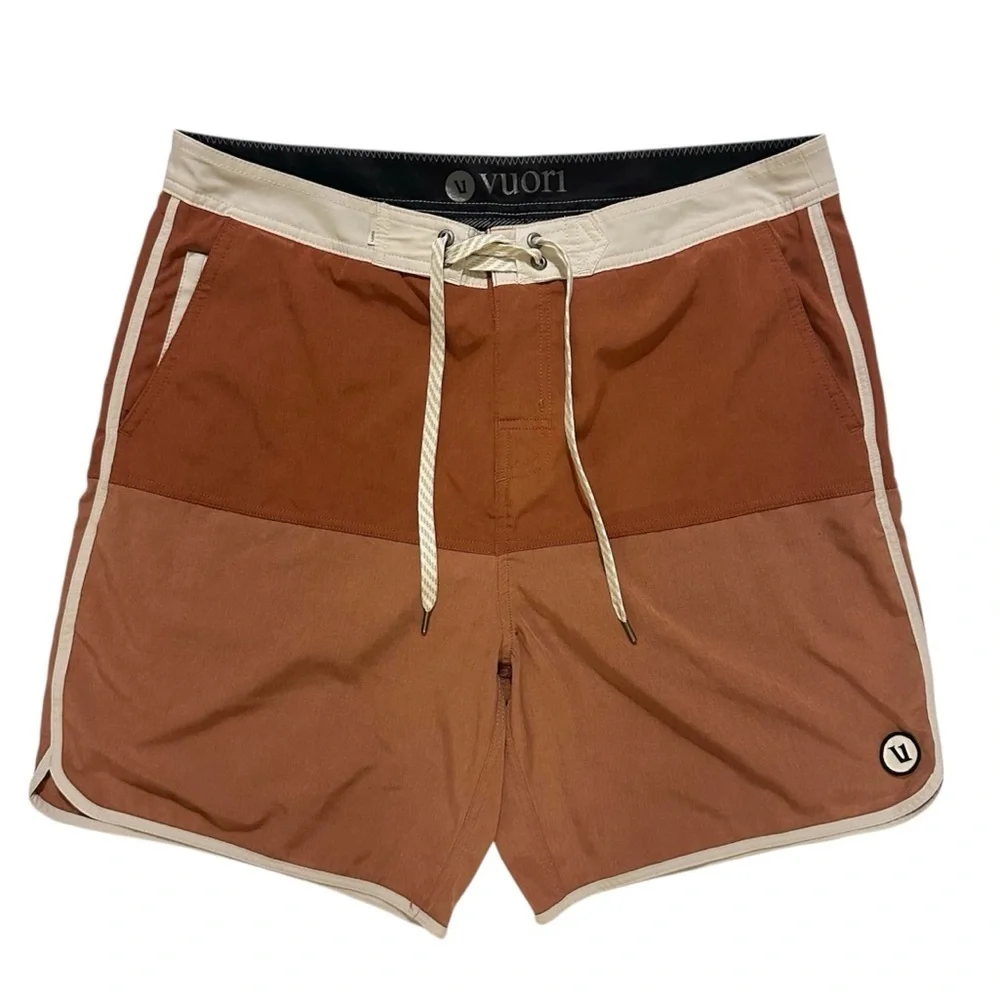 Vuori Men’s Cruise Boardshort - Orange Color-block SZ 34